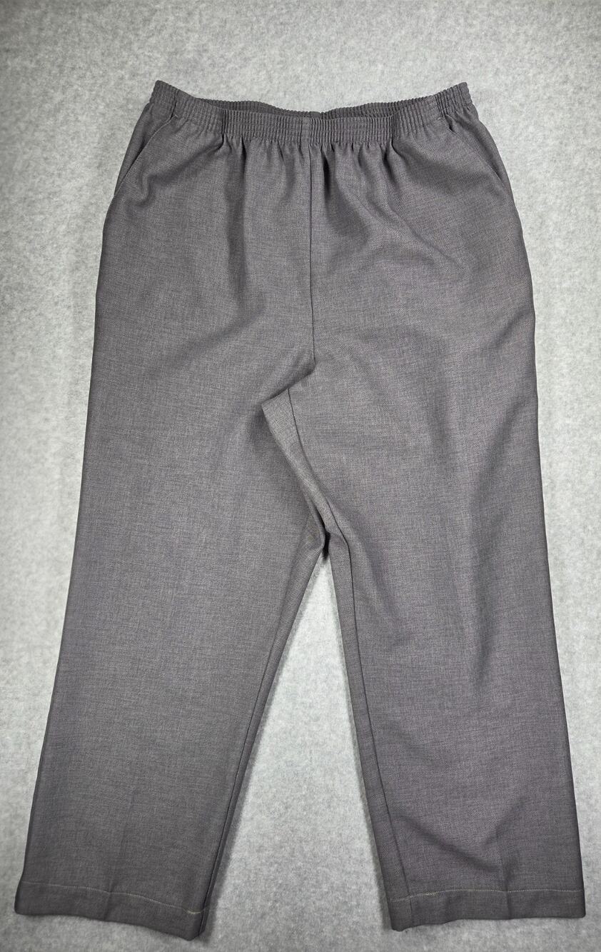 Alfred Dunner Pants Women's 16 Grey Elastic Waist Pull On Comfort